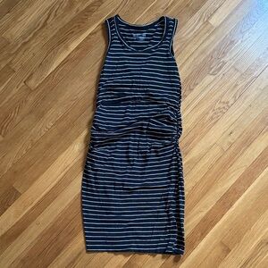 Latched Mama Black and White Striped Midi Dress